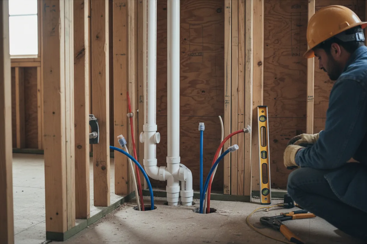 Drain and supply rough-in during Leak Detection in Galena